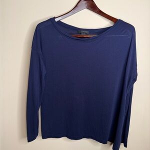 J. CREW Women’s 100% Lyocell Tencel Navy Blue Long Sleeve Flowy Blouse Small